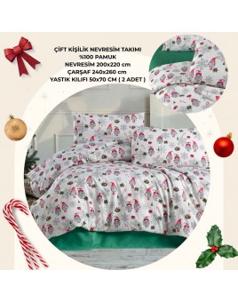 ETEHOMETEX %100 PAMUK YENİ YILA ÖZEL ÇİFT KİŞİLİK NEVRESİM TAKIMI 8696474232030